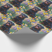 Papier Cadeau Rotation des fleurs de printemps de chien (Coin)