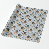 Papier Cadeau Rotttweiler Chiot en Empreinte de patte de panier (Déroulé)