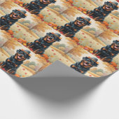 Papier Cadeau Rottweiler À L'Automne Quitte L'Art Thanksgiving (Coin)