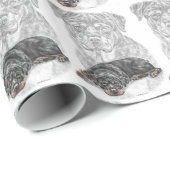 Papier Cadeau Rottweiler Chien Art (Coin rond)