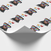 Papier Cadeau Rottweiler Chien avec Coeurs Saint-Valentin (Coin)