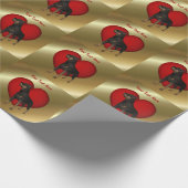 Papier Cadeau Rottweiler Chien Coeur rouge (Coin)