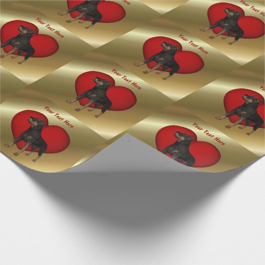 Papier Cadeau Rottweiler Chien Coeur rouge (Coin)