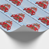Papier Cadeau Rottweiler Chien En Voiture Avec Le Père Noël (Coin)