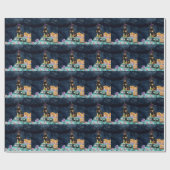 Papier Cadeau Rottweiler Chien Halloween Camion Effrayant Nuit (Plat)