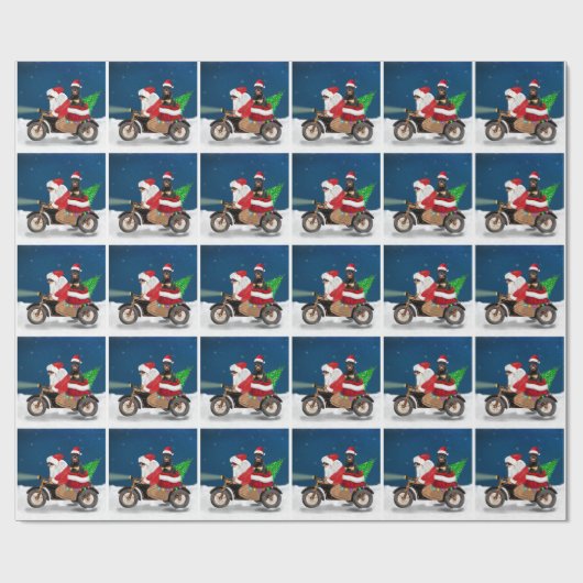 Papier Cadeau Rottweiler Chien Noël Père Noël (Plat)