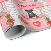Papier Cadeau Rottweiler Chien Valentine's Day Kissing Booth (Coin rond)