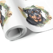 Papier Cadeau Rottweiler Christmas Wreath Festive Pup (Coin rond)