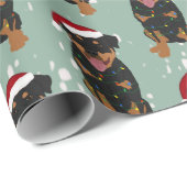 Papier Cadeau Rottweiler de Noël (Coin rond)