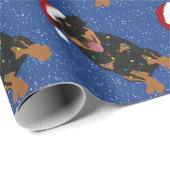 Papier Cadeau Rottweiler de Noël (Coin rond)