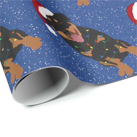Papier Cadeau Rottweiler de Noël (Coin rond)