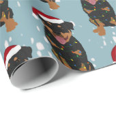 Papier Cadeau Rottweiler de Noël (Coin rond)