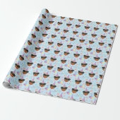 Papier Cadeau Rottweiler Wrapping Paper in Blue (Déroulé)