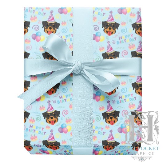 Papier Cadeau Rottweiler Wrapping Paper in Blue