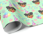 Papier Cadeau Rottweiler Wrapping Paper in Green (Coin rond)