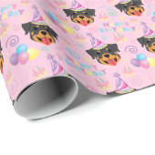 Papier Cadeau Rottweiler Wrapping Paper in Pink (Coin rond)