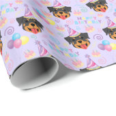 Papier Cadeau Rottweiler Wrapping Paper in Purple (Coin rond)