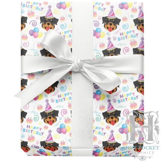 Papier Cadeau Rottweiler Wrapping Paper in White
