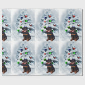 Papier Cadeau Rotweiler Puppy Christmas (Plat)