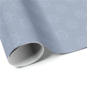 Papier Cadeau Roue de navire tonale sur fond bleu gris clair (Coin rond)