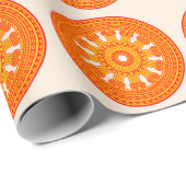 Papier Cadeau Roue rouge du Dharma (art bouddhiste) (Coin rond)