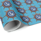 Papier Cadeau Roues nautiques avec drapeaux de yacht en centre (Coin rond)