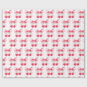 Papier Cadeau Rouge à Joues Rose Coquette Nœud Cerise Féminin Mi (Plat)