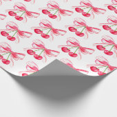 Papier Cadeau Rouge à Joues Rose Coquette Nœud Cerise Féminin Mi (Coin)