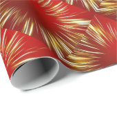 Papier Cadeau Rouge à rayures dorées (Coin rond)