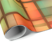 Papier Cadeau Rouge abstrait moderne de vert bleu de plaid de la (Coin rond)