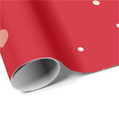Papier Cadeau Rouge avec motif à points modernes (Coin rond)