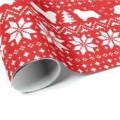 Papier Cadeau Rouge barbu de motif de chandail de Noël de (Coin rond)