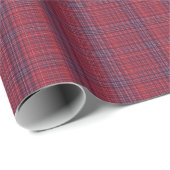 Papier Cadeau Rouge Berry et bleu ardoise subtil Plaid (Coin rond)
