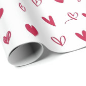 Papier Cadeau Rouge blanc à main tiré Valentine's Day Hearts (Coin rond)
