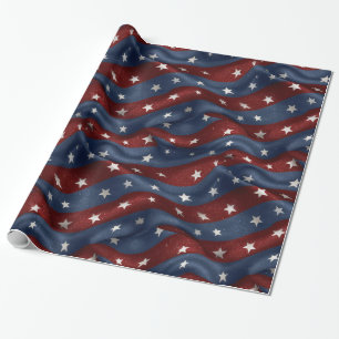 Papier Cadeau Rouge Blanc Bleu Américain Drapeau Étoiles Motif