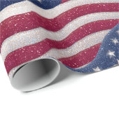 Papier Cadeau Rouge Blanc Bleu Drapeau américain Étoiles Vague M (Coin rond)