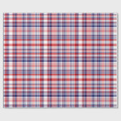 Papier Cadeau Rouge, Blanc, Bleu Preppy Madras Plaid (Plat)