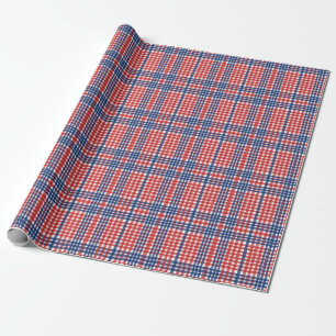 Papier Cadeau Rouge blanc et bleu En vichy plaid