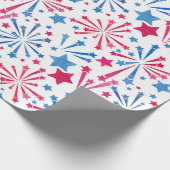 Papier Cadeau Rouge blanc et bleu Feu d'artifice d'aquarelle (Coin)