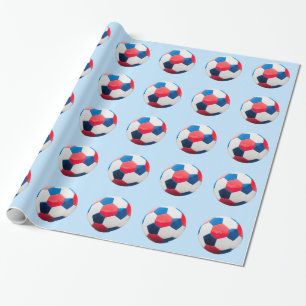 Papier Cadeau Rouge Blanc et Bleu Football