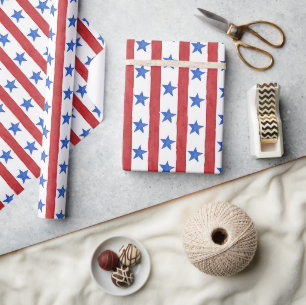 Papier Cadeau Rouge blanc et bleu patriotique