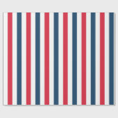 Papier Cadeau Rouge blanc et bleu rayé (Plat)