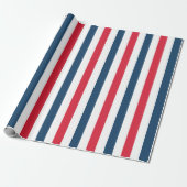 Papier Cadeau Rouge blanc et bleu rayé (Déroulé)