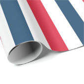 Papier Cadeau Rouge blanc et bleu rayé (Coin rond)
