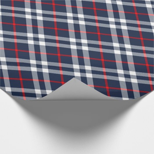Papier Cadeau Rouge blanc et bleu Tartan (Coin)