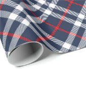 Papier Cadeau Rouge blanc et bleu Tartan (Coin rond)