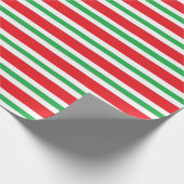 Papier Cadeau Rouge, blanc et vert Épais et fines bandes (Coin)
