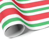 Papier Cadeau Rouge, blanc et vert Épais et fines bandes (Coin rond)