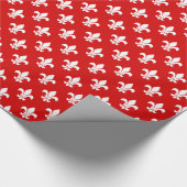 Papier Cadeau Rouge blanc Fleur de Lis Motif (Coin)