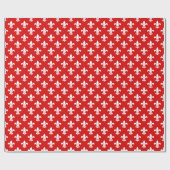 Papier Cadeau Rouge blanc Fleur de Lis Motif (Plat)